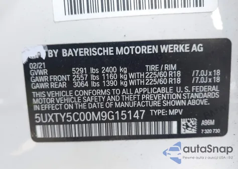 2021 BMW X3 xDrive30I from USA, damaged, VIN 5UXTY5C00M9G15147